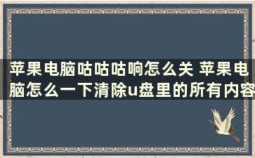 苹果电脑咕咕咕响怎么关 苹果电脑怎么一下清除u盘里的所有内容